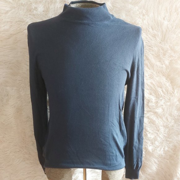 Modango Milano Men's Navy Blue 100% Wool High Neck Sweater Size M Made in Italy - Picture 1 of 8